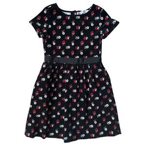 Brooks Brothers 'red fleece' Black Floral Velvet Dress Fully Lined Party Girls 8